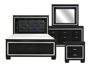 Allura Black 4-piece Queen Bedroom Set - Ornate Home