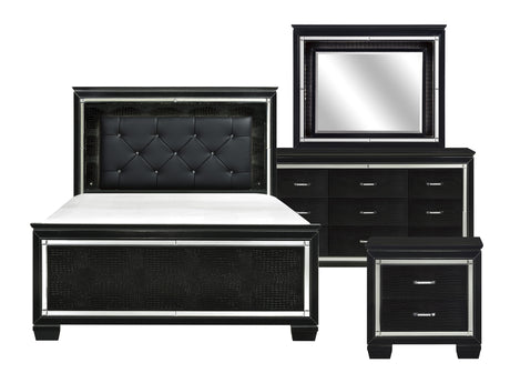 Allura Black 4-piece Queen Bedroom Set - Ornate Home