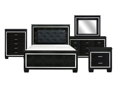 Allura Black 5-Piece Queen Bedroom Set - Ornate Home