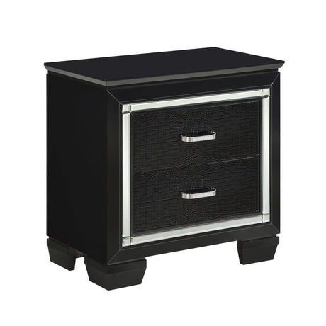 Allura Black Nightstand - Ornate Home