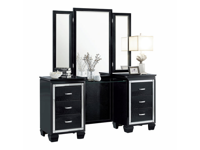 Allura Black Vanity Dresser with Mirror - Ornate Home