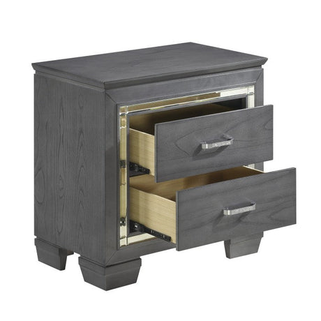 Allura Gray Nightstand - Ornate Home
