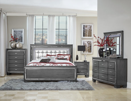 Allura Gray Queen Bed - Ornate Home