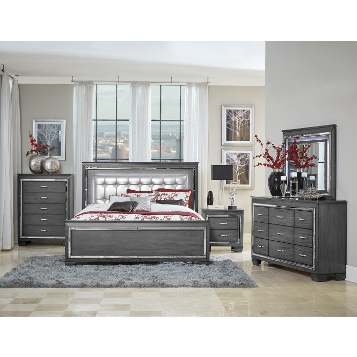 Allura Gray Queen Bed - Ornate Home