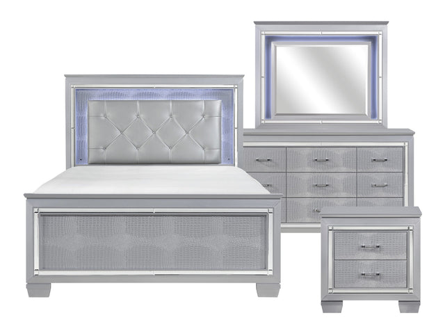Allura Silver 4-piece Queen Bedroom Set - Ornate Home