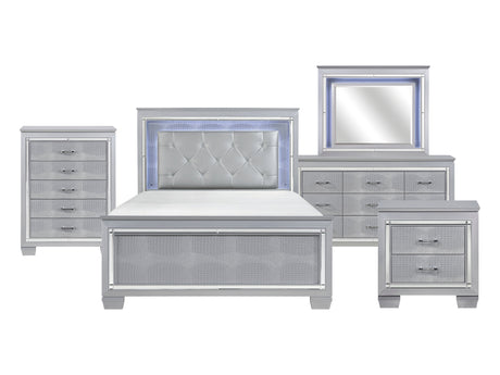 Allura Silver 5-Piece Queen Bedroom Set - Ornate Home