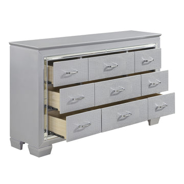 Allura Silver 5-Piece Queen Bedroom Set - Ornate Home