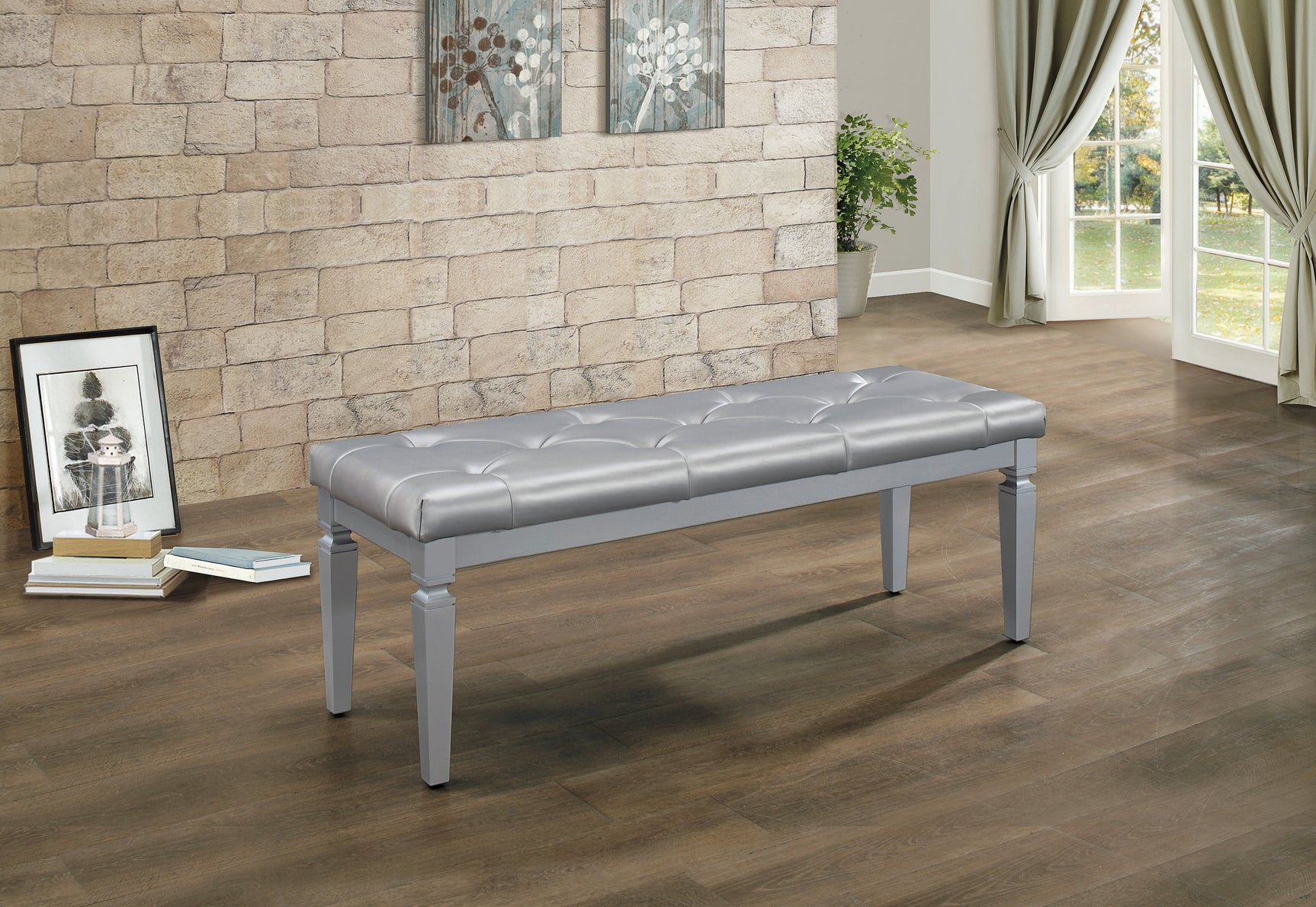 Allura Silver Bedroom Bench - Ornate Home