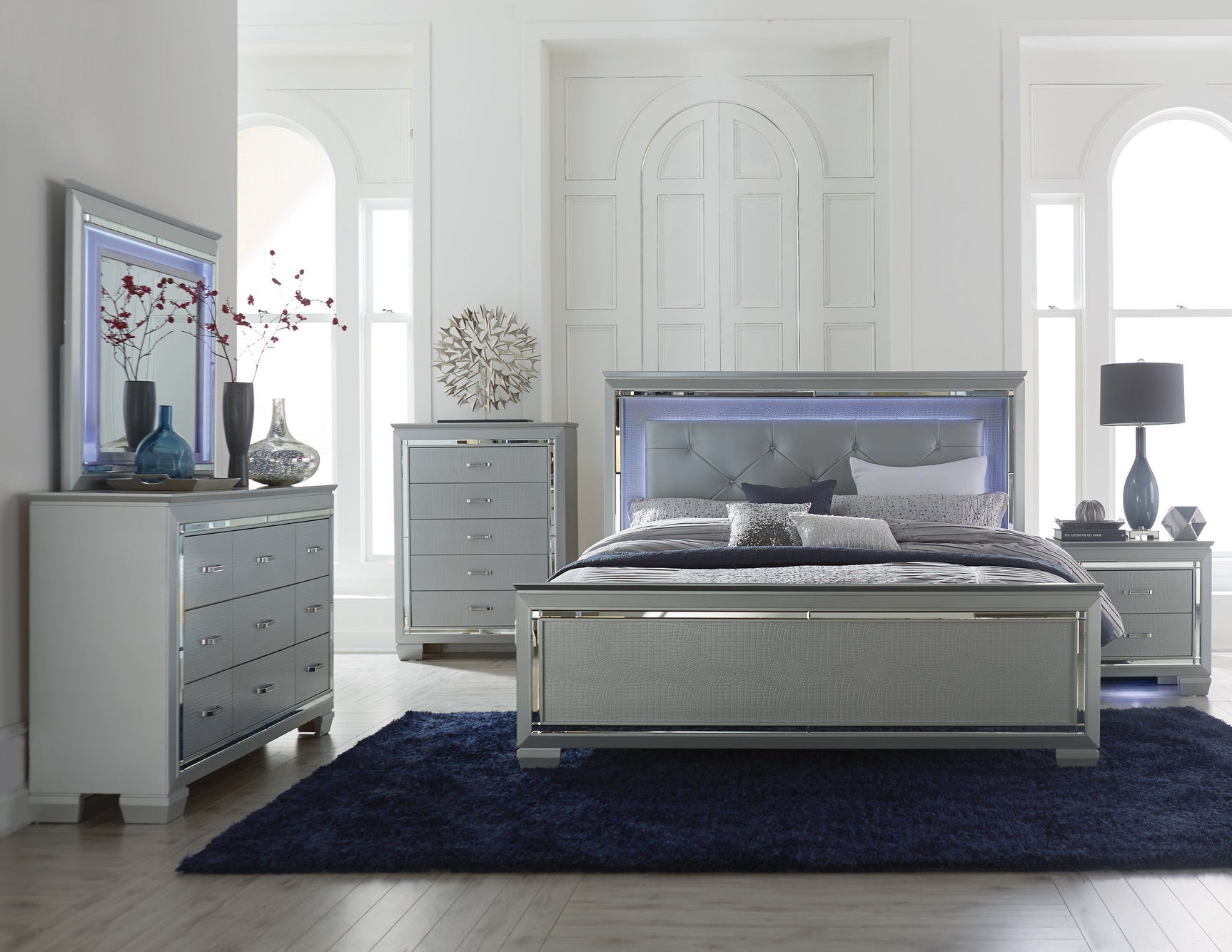 Allura Silver California King Bed - Ornate Home