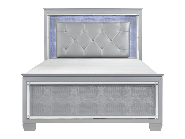 Allura Silver Eastern King Bed - Ornate Home