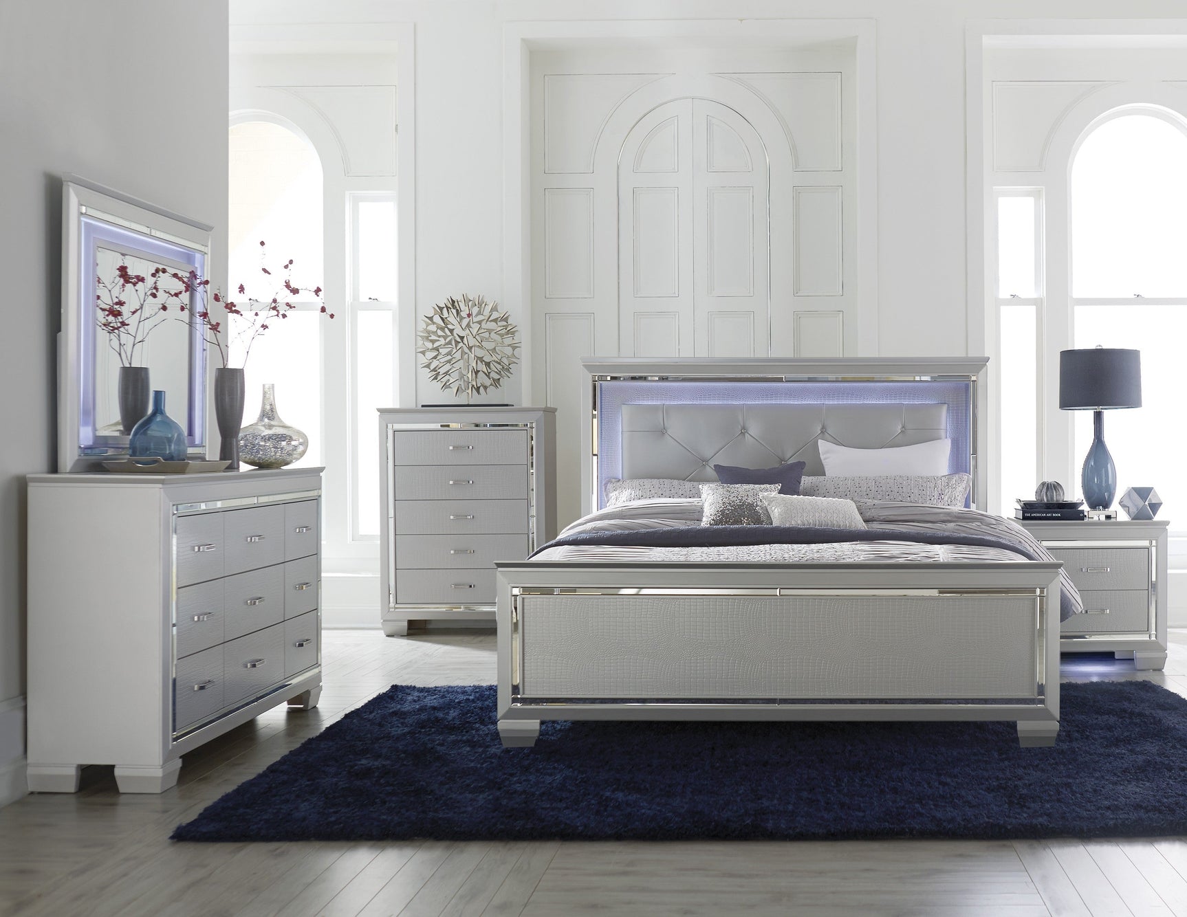 Allura Silver Full Bed - Ornate Home