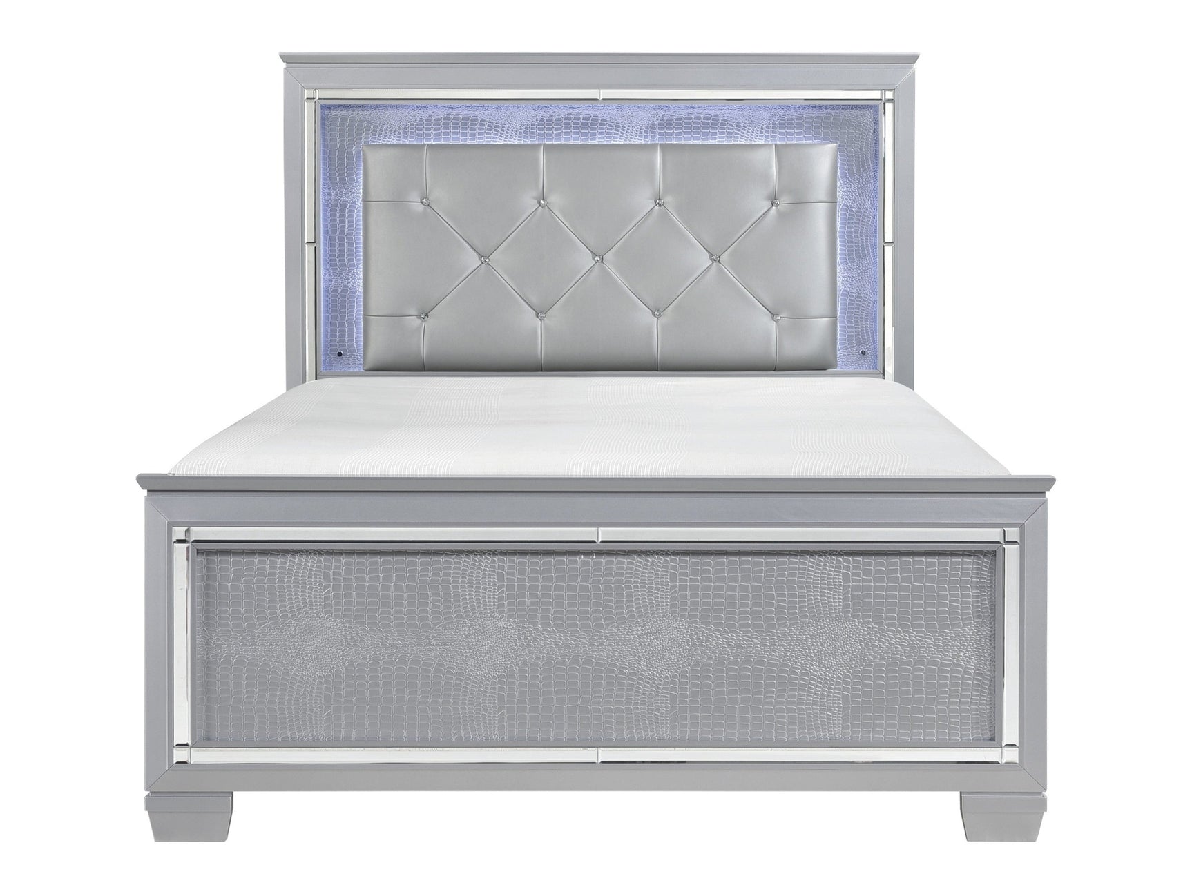 Allura Silver Queen Bed - Ornate Home