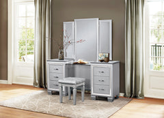 Allura Silver Vanity Stool - Ornate Home