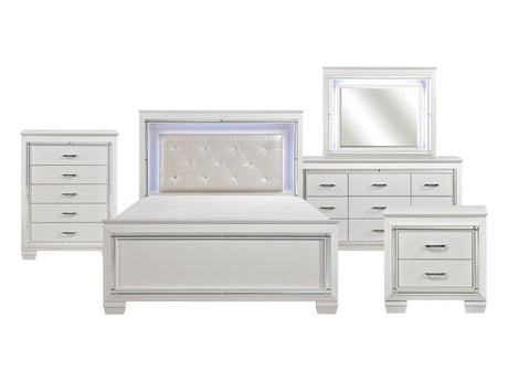 Allura White 5-Piece Queen Bedroom Set - Ornate Home