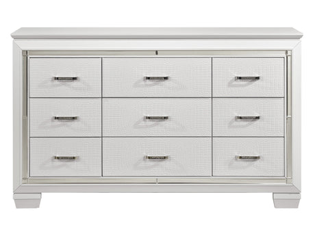 Allura White Dresser w/ 9 Drawers - Ornate Home