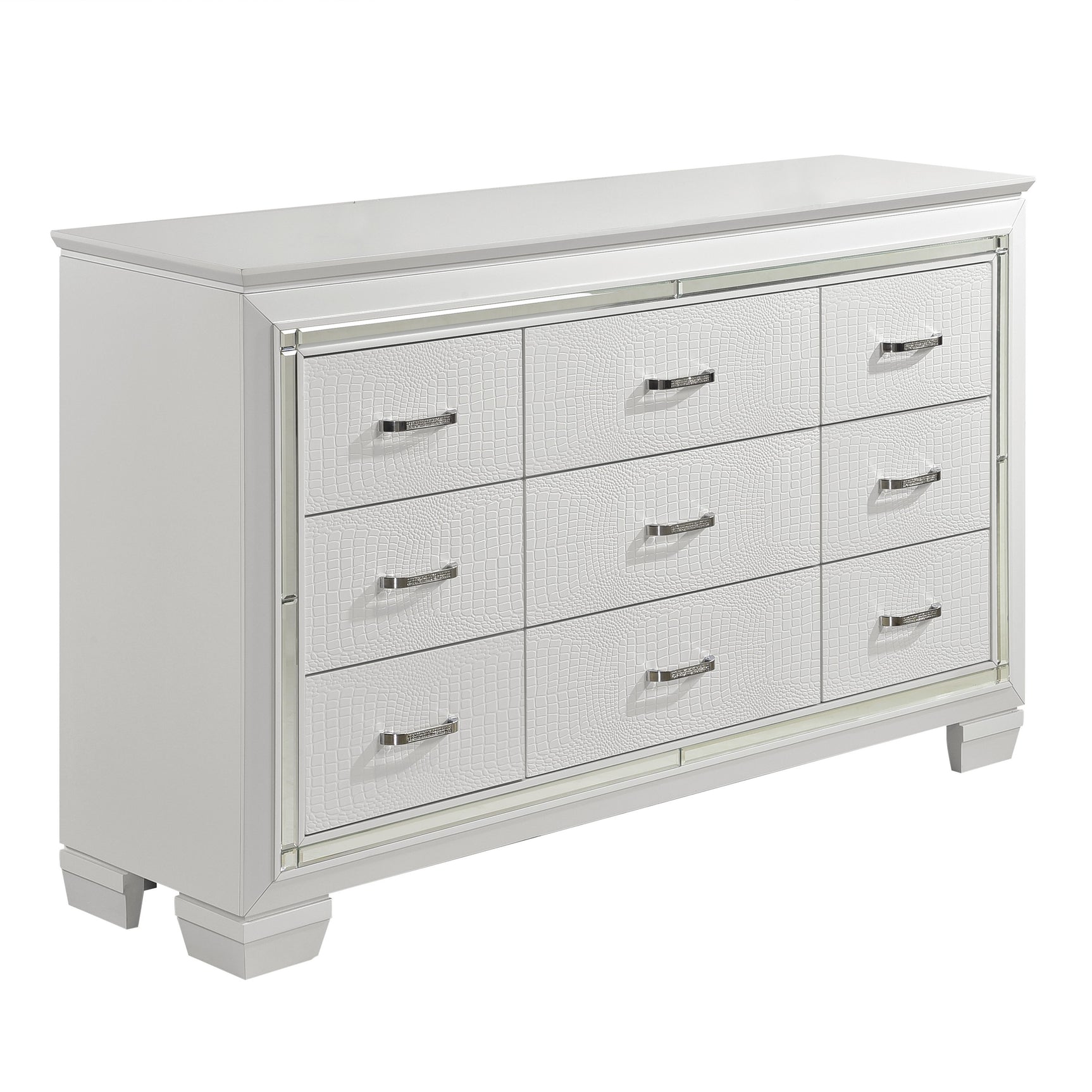 Allura White Dresser w/ 9 Drawers - Ornate Home