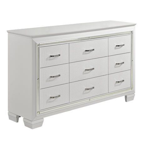 Allura White Dresser w/ 9 Drawers - Ornate Home