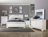 Allura White Eastern King Panel Bed w/ LED Light HB - Ornate Home