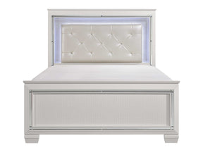 Allura White Full Panel Bed w/ LED Light HB - Ornate Home