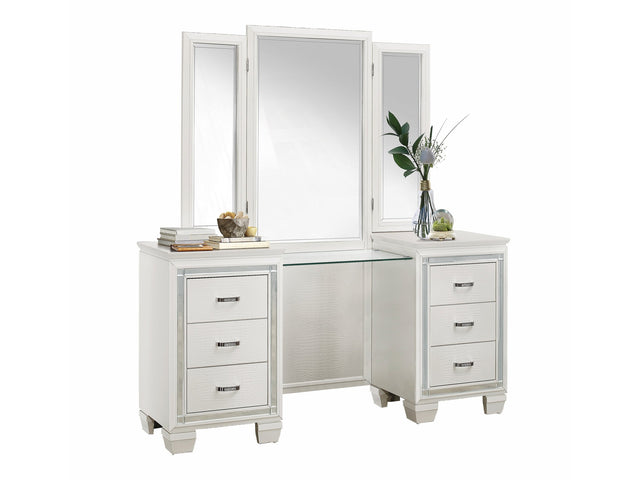 Allura White Vanity Dresser with Mirror - Ornate Home