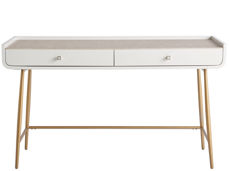 Allure White Lacquer/Soft Gold Vanity Desk - Ornate Home
