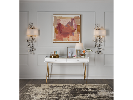 Allure White Lacquer/Soft Gold Vanity Desk - Ornate Home