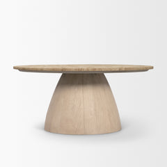 Allyson Light Brown 36" Wood Base with Travertine Top Coffee Table