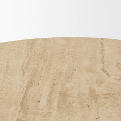 Allyson Light Brown 36" Wood Base with Travertine Top Coffee Table