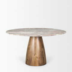 Allyson Pink/Brown 54" Round Pedestal Dining Table - Ornate Home