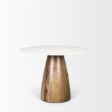 Allyson White/Brown 42" Round Pedestal Dining Table - Ornate Home