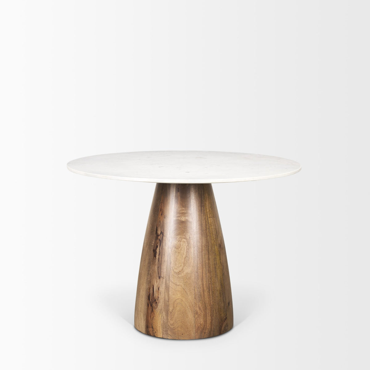 Allyson White/Brown 42" Round Pedestal Dining Table - Ornate Home
