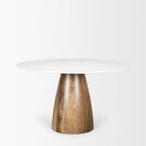 Allyson White/Brown 48" Round Pedestal Dining Table - Ornate Home