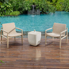 Alma White Concrete Outdoor Side Table - Ornate Home