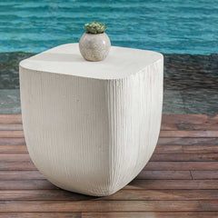 Alma White Concrete Outdoor Side Table - Ornate Home