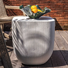 Alma White Concrete Outdoor Side Table - Ornate Home