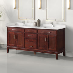 Almeria White/Cherry Vanity Set - Ornate Home