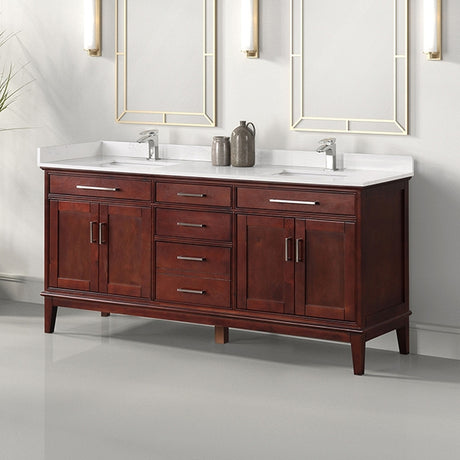 Almeria White/Cherry Vanity Set - Ornate Home