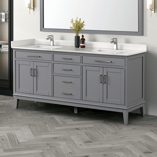 Almeria White/Gray Vanity Set - Ornate Home