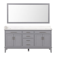 Almeria White/Gray Vanity Set w/ Mirror - Ornate Home