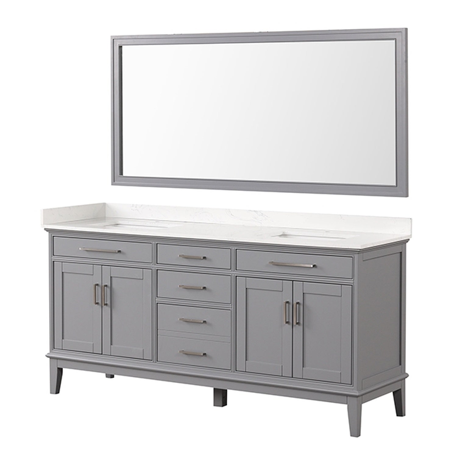 Almeria White/Gray Vanity Set w/ Mirror - Ornate Home