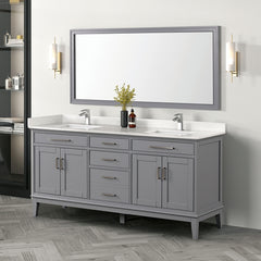 Almeria White/Gray Vanity Set w/ Mirror - Ornate Home