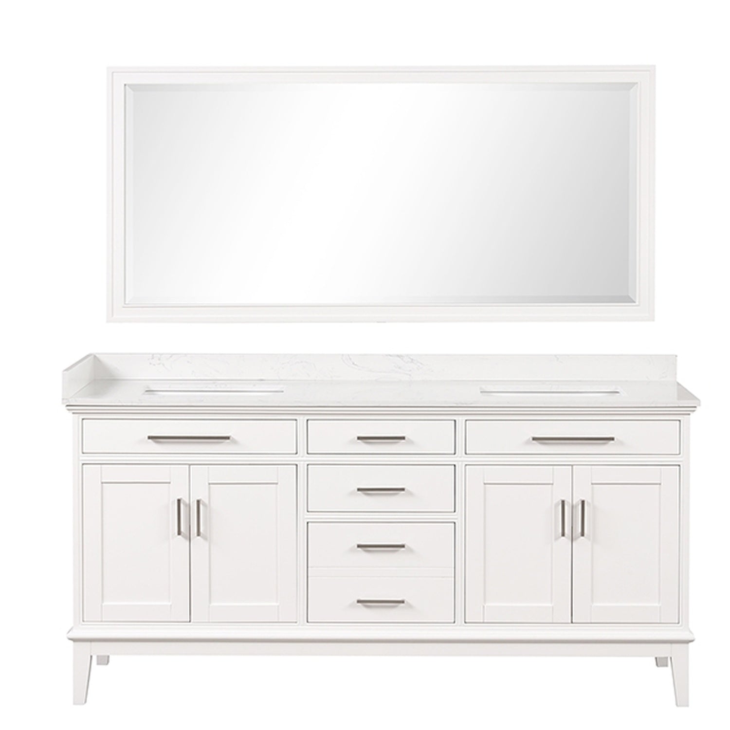 Almeria White Vanity Set w/ Mirror - Ornate Home