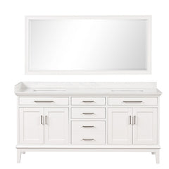 Almeria White Vanity Set w/ Mirror - Ornate Home