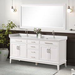 Almeria White Vanity Set w/ Mirror - Ornate Home