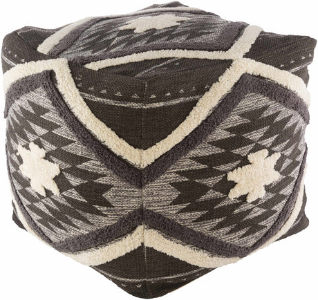 Almondbank Handwoven Beige Cotton Pouf - Ornate Home