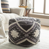 Almondbank Handwoven Beige Cotton Pouf - Ornate Home
