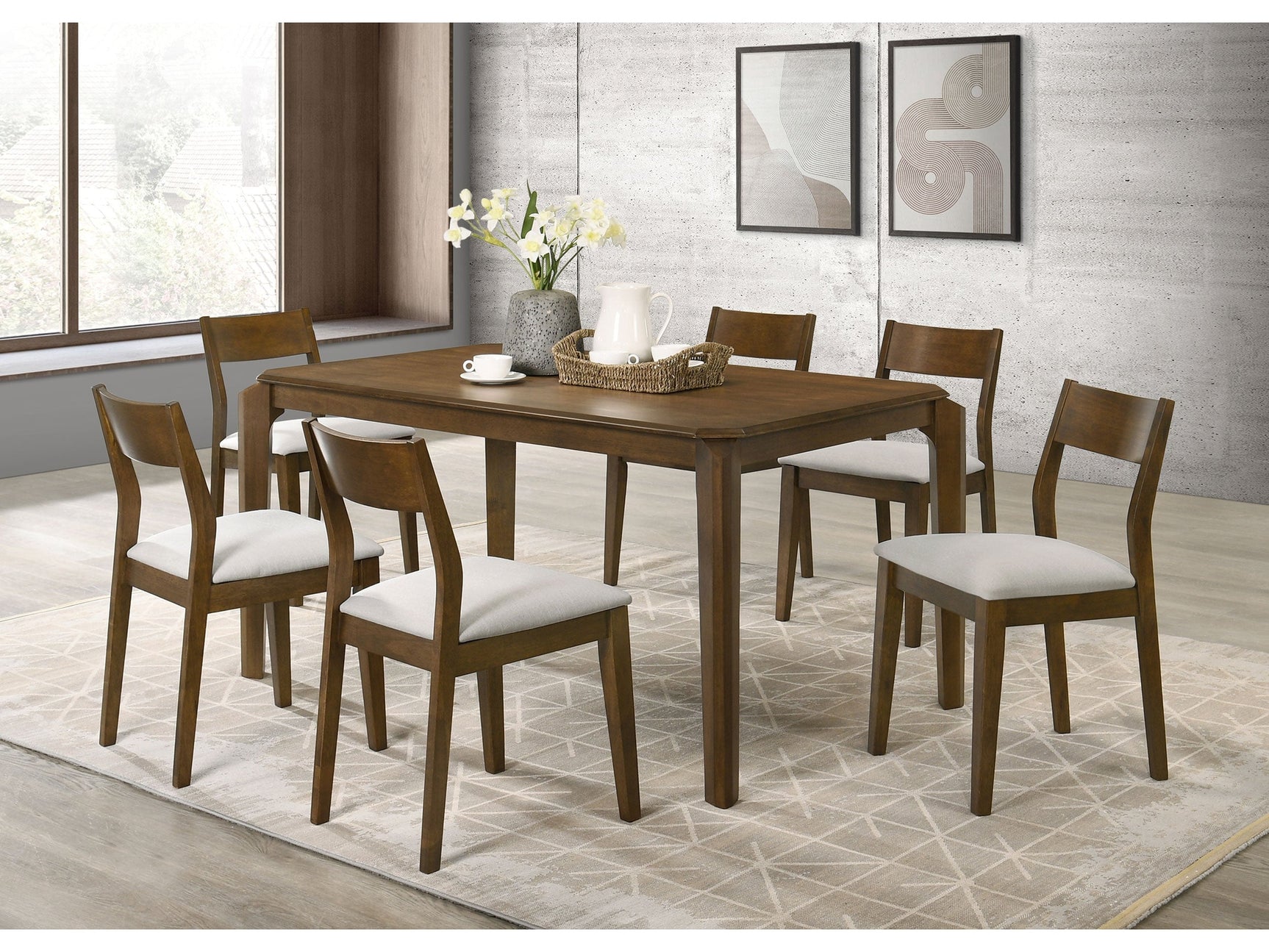 Almonte Dark Brown 7-piece Dining Room Set - Ornate Home