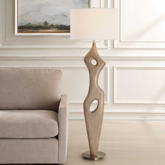 Almyra Brown/Woodtone Solid Wood Floor Lamp - Ornate Home