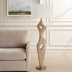 Almyra Brown/Woodtone Solid Wood Floor Lamp - Ornate Home