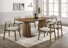 Alnwick Walnut/Beige 7 Pc. Dining Table Set - Ornate Home